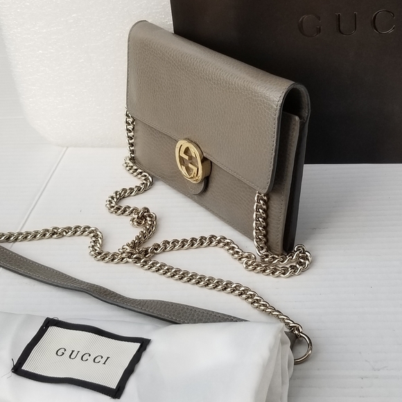 GUCCI WALLET ON CHAIN INTERLOCKING GG DOLLAR CALFSKIN Leather - Picture 11 of 16